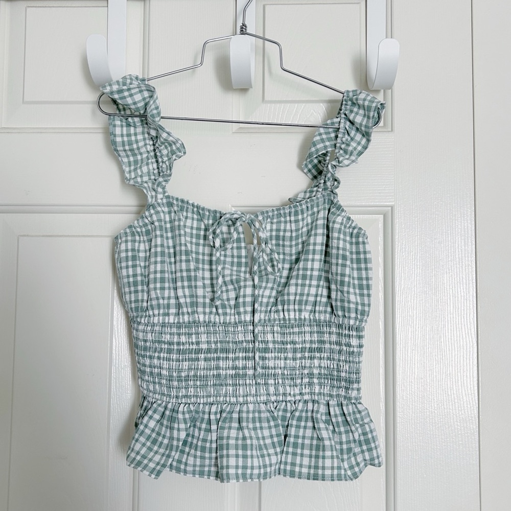 Gingham Smocked Top